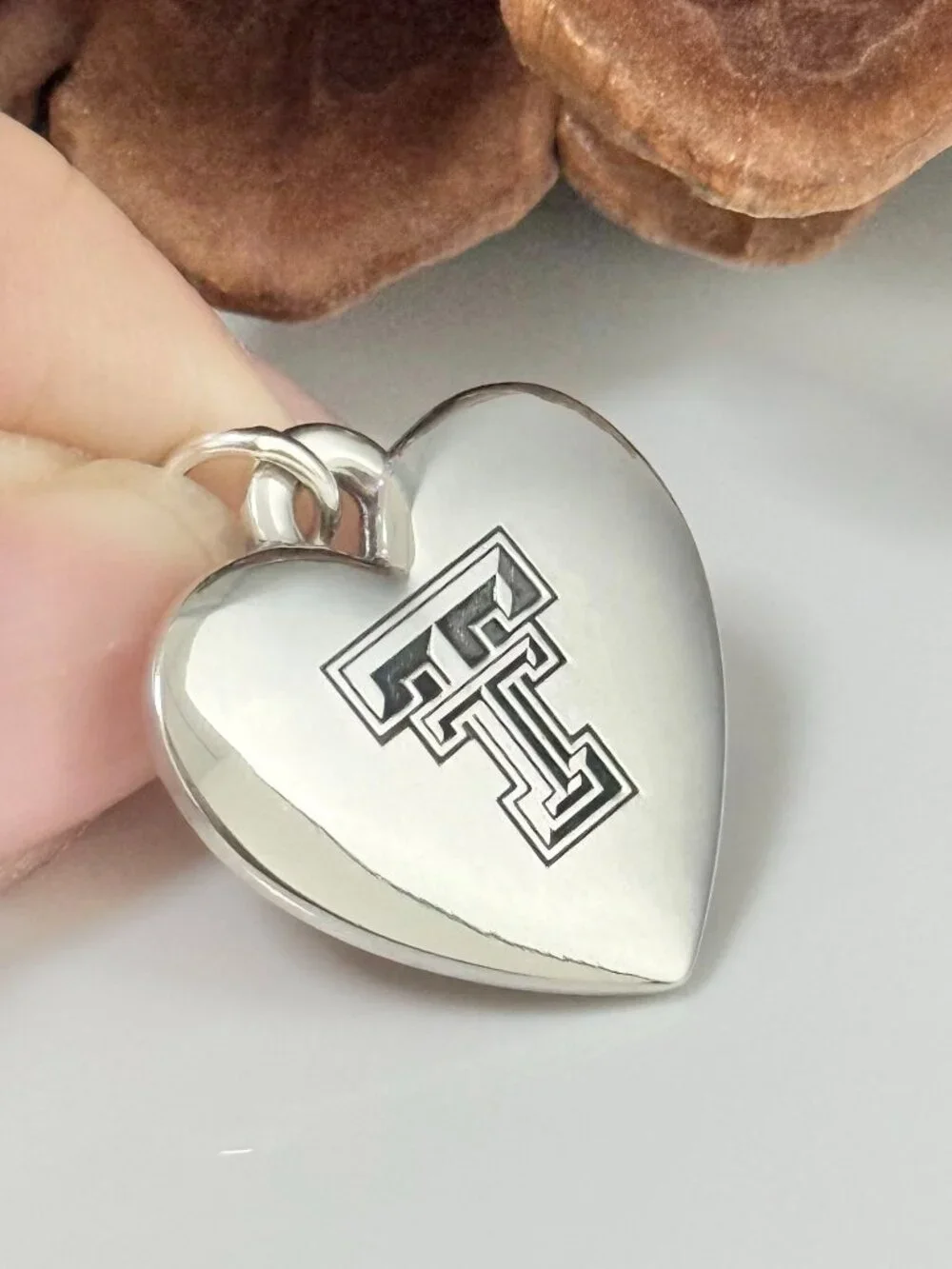 Texas Tech University Classic Heart Charm Sterling Silver Dangle